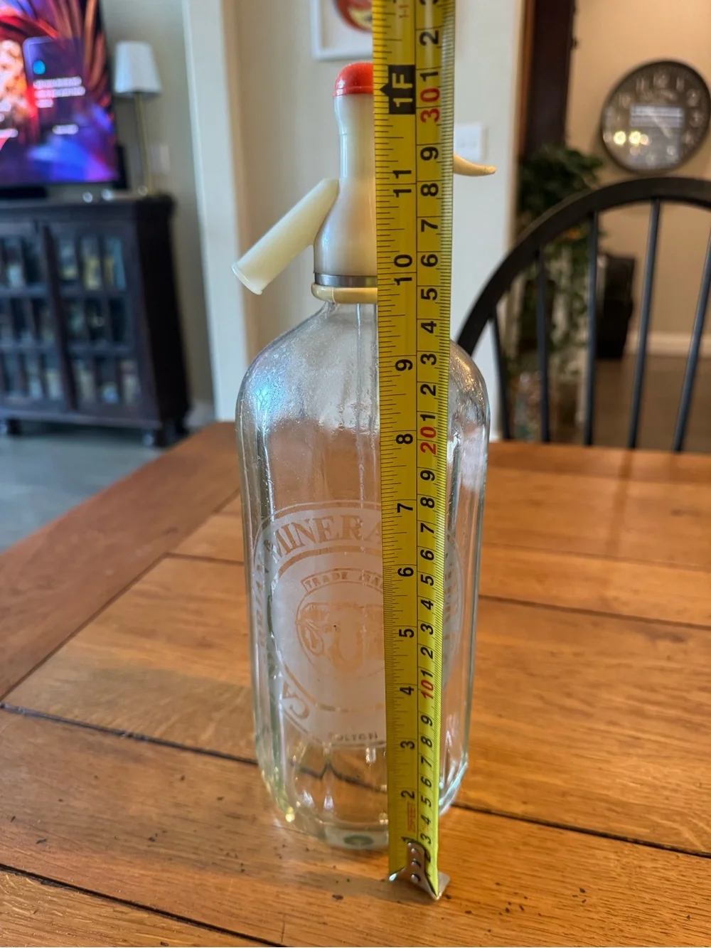 Vintage Cambrian Mineral Water Glass Seltzer Bottle from Bolton England